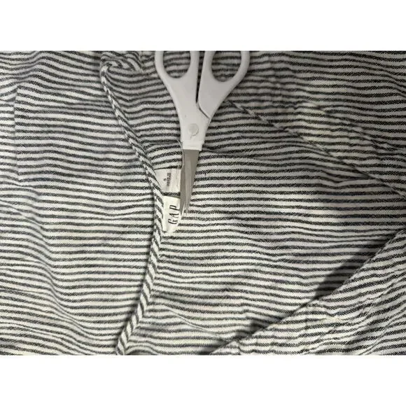 Gap Dress Stripe Button Front V-Neck Sleeveless Lightweight Linen Black Womens S - Picture 6 of 10
